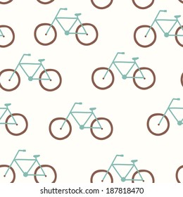 Vector seamless pattern with vintage bicycle, camera, sunglasses, speech bubble silhouettes