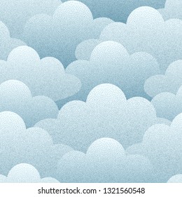 Vector seamless pattern vintage clouds with grunge texture wallpaper or web background template