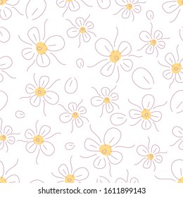 vector Seamless pattern with vintage color of flower. Cute trendy design for fabric or wallpaper