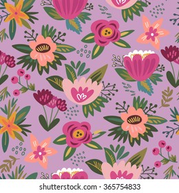 Vector seamless pattern of vintage flowers. Endless background. Use for wallpaper,pattern fills, web page background.