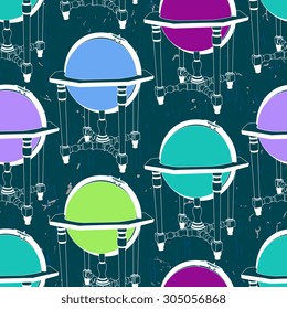 Vector seamless pattern with vintage globe