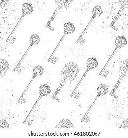 vector seamless pattern with vintage keys 