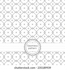 Vector seamless pattern with vintage old banner and ribbon. Repeating geometric shapes, diamond, cross, rhombus, grid