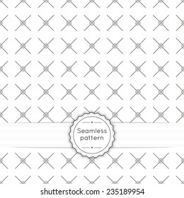 Vector seamless pattern with vintage old banner and ribbon. Repeating geometric shapes, diamond, cross, rhombus, diagonal dotted line, circle, dot, polka