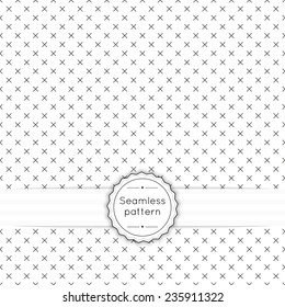 Vector seamless pattern with vintage old banner and ribbon. Repeating geometric shapes, diamond, cross, rhombus