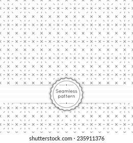 Vector seamless pattern with vintage old banner and ribbon. Repeating geometric shapes, diamond, cross, rhombus, diagonal dotted line