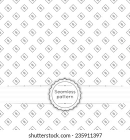 Vector seamless pattern with vintage old banner and ribbon. Repeating geometric shapes, diamond, cross, rhombus