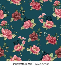 Vector seamless pattern with the in vintage style for textile