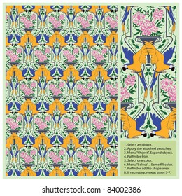 Vector seamless pattern in vintage style for decoration and design. Parrots