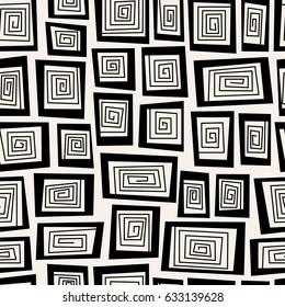 Vector seamless pattern. vintage stylish texture. Repeating geometric tiles. Rotated grid with curved squares