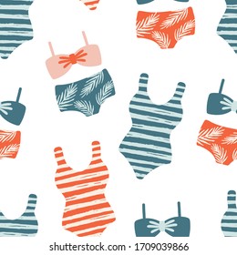 Vector seamless pattern with vintage summer beach accessories