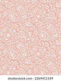vector seamless pattern of vintage wallpaper design with wild roses, retro boho style