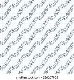 Vector seamless pattern of volumetric arrows on checkered paper