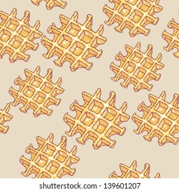 Vector seamless pattern with waffles.