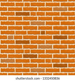 Vector seamless pattern of wall with different red bricks.