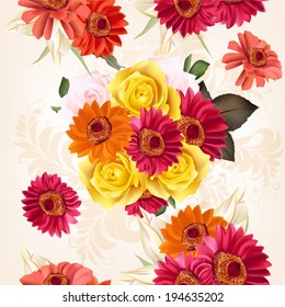 Vector seamless pattern for wallpaper design with flowers