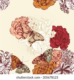 Vector seamless pattern for wallpaper design with flowers