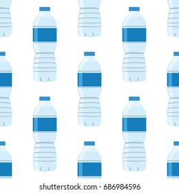 Vector seamless pattern with water bottles. Wrapping or packaging design. Illustrated vector