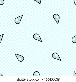 Vector seamless pattern with water drop. Hand drawn cute and funny fashion illustration. Modern doodle pop art sketch 