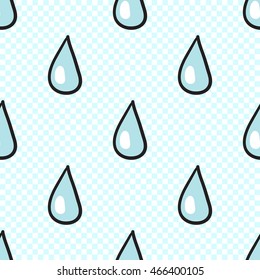 Vector seamless pattern with water drop. Hand drawn cute and funny fashion illustration. Modern doodle pop art sketch 