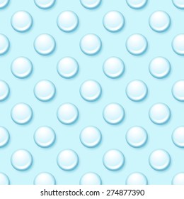vector seamless pattern of water drops, round bubbles on blue background