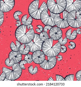 Vector seamless pattern with water lilies lotus leaves, lake plants.