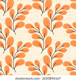 Vector Seamless pattern watercolor of autumn watercolor leaves in warm fall shade. Ideal for cozy autumn designs, textiles, and seasonal wrapping paper.