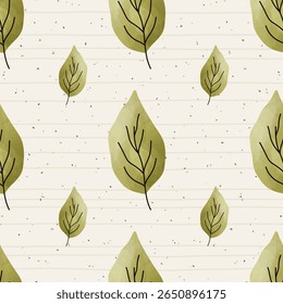 Vector Seamless pattern watercolor of autumn watercolor leaves in warm fall shade. Ideal for cozy autumn designs, textiles, and seasonal wrapping paper.