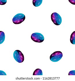 Vector Seamless pattern of watercolor Blue spots . Rainbow wallpaper. Cool print. Modern design. Creative style. On white background.