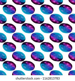 Vector Seamless pattern of watercolor Blue spots . Rainbow wallpaper. Cool print. Modern design. Creative style. On white background.