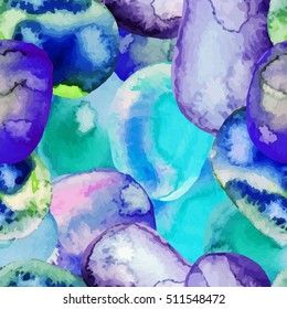 Vector Seamless pattern of watercolor blue , green , violet spots . Rainbow wallpaper. Cool print. Modern design. Creative style Handmade