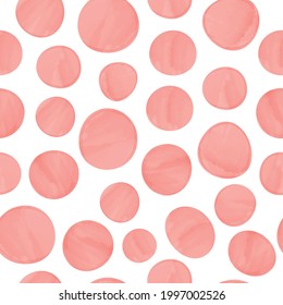Vektornahtloses Muster mit Aquarellkreisen auf weißem Hintergrund. Abstrakte Aquarelle-Illustration zum Verpacken von Papier, Textilien, Notebooks, Kleidung