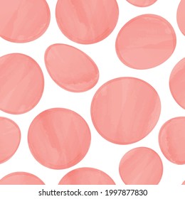 Vector seamless pattern with watercolor circles on white background. Abstract aquarelle illustration for wrapping paper, textile, notebooks, clothes