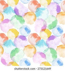vector seamless pattern of watercolor circles on white background