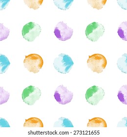 vector seamless pattern of watercolor circles on white background