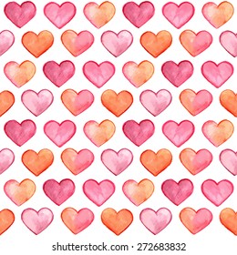 Vector Seamless Pattern with Watercolor Hearts, fully editable eps 10 file with clipping masks