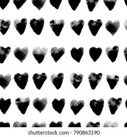 Vector seamless pattern with watercolor hearts shape in a modern style. Happy Valentines day illustration. For wallpaper, pattern fills, web page, textures, textile, wrapping paper
