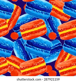 vector seamless pattern with watercolor macaroon