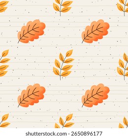 Vector Seamless pattern watercolor oak leaf in warm autumn tones. Perfect for cozy seasonal designs, fabric prints, and Thanksgiving decorations.