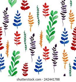 Vector seamless pattern of watercolor plants. Vector EPS 10.