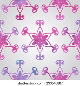 Vector Seamless Pattern with Watercolor Snowflakes, fully editable eps 10 file with clipping masks and seamless pattern in swatch menu