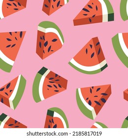 Vector seamless pattern with watermelon fruits. Abstract design for paper, cover, fabric