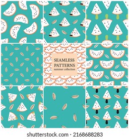 Vector seamless pattern with watermelon and ice cream.