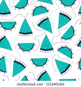 Vector seamless pattern of watermelon icons, colorful bright illustrations of juicy watermelon slices summer.