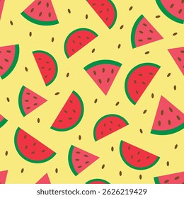 Vector seamless pattern with watermelon slices.
