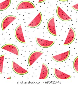 Vector Seamless pattern with watermelon slices. Vector illustration.