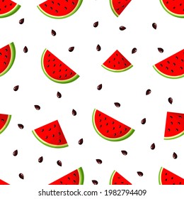 Vector seamless pattern with watermelon wedges.