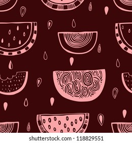 Vector seamless pattern with watermelons