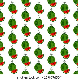 Vector seamless pattern in watermelons on a white background eps