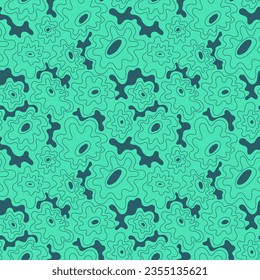 Vector seamless pattern with wave simple flowers. Abstract pattern for apparel things, for fabric print. 